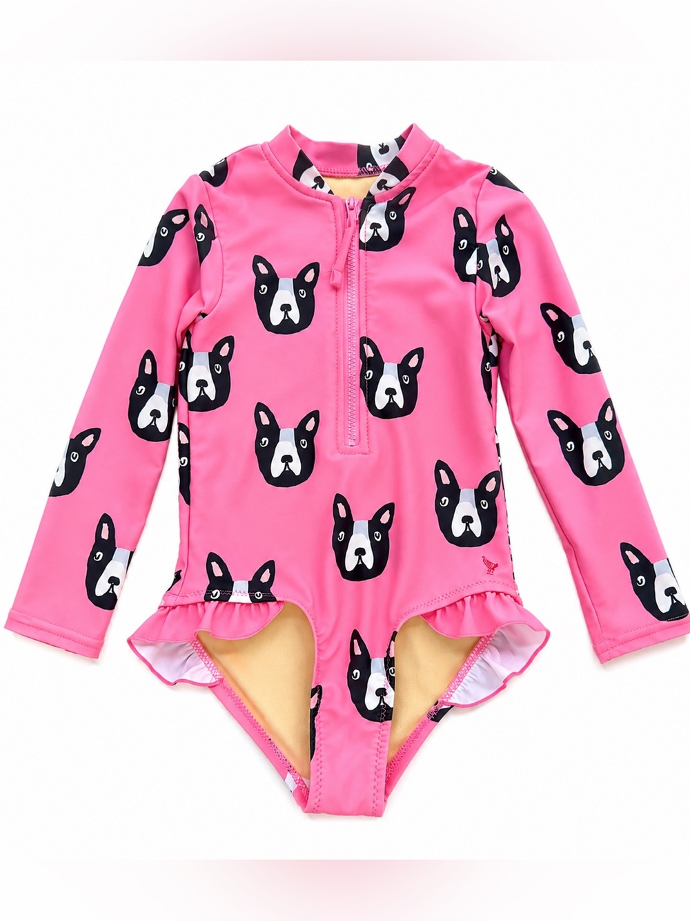 Pink Chicken Arden Boston Terrier Rash Guard Swimsuit 3Y Pink Dog Print